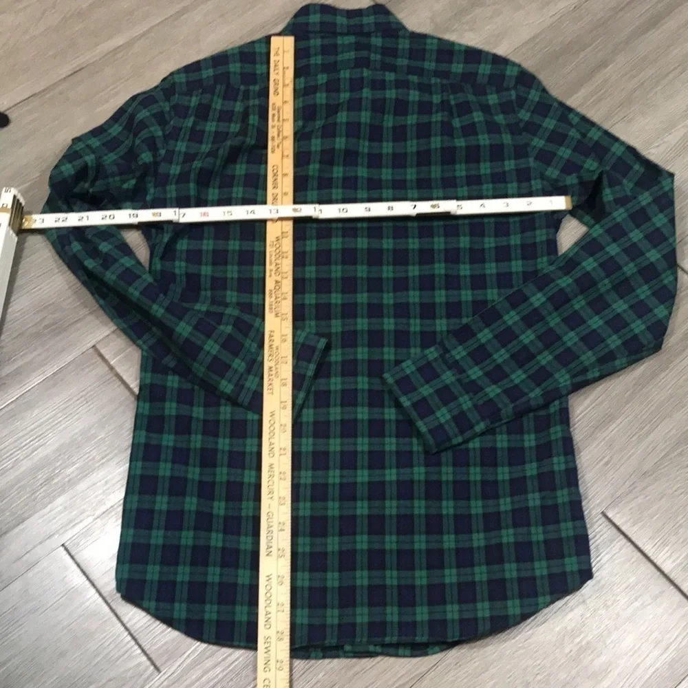 J. Crew 100% Cotton Shirting 2-Ply Slim Fit Ling Sleeve Blue & Green Plaid Shirt